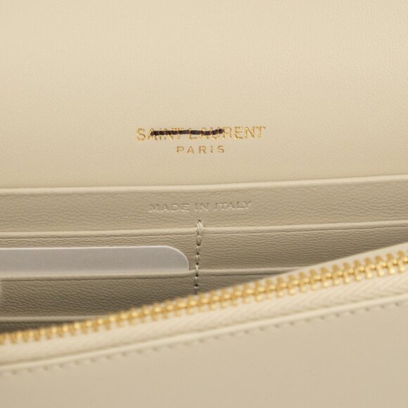 YSL Saint Laurent Envelope Leather Wallet on Chain, Crossbody/Clutch, White - Picture 7 of 13